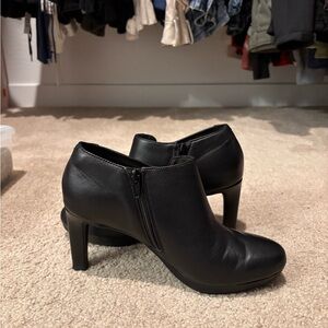Clarks Black Heeled Ankle Boots